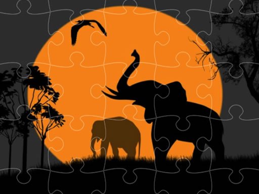 Play Elephant Silhouette Jigsaw Now!